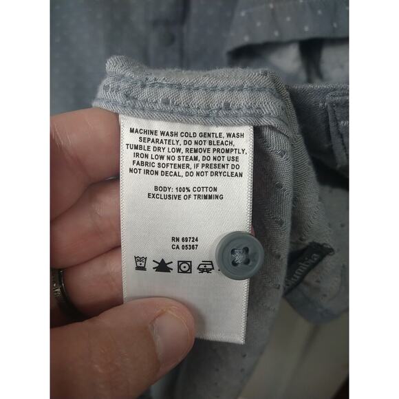 Columbia Men's XL Shirt Grey White Swiss Dot Collared Shirt Sleeve Button Front - Picture 7 of 8